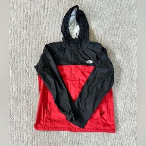 The North Face Black and Red Men's Windbreaker Jacket with Hood